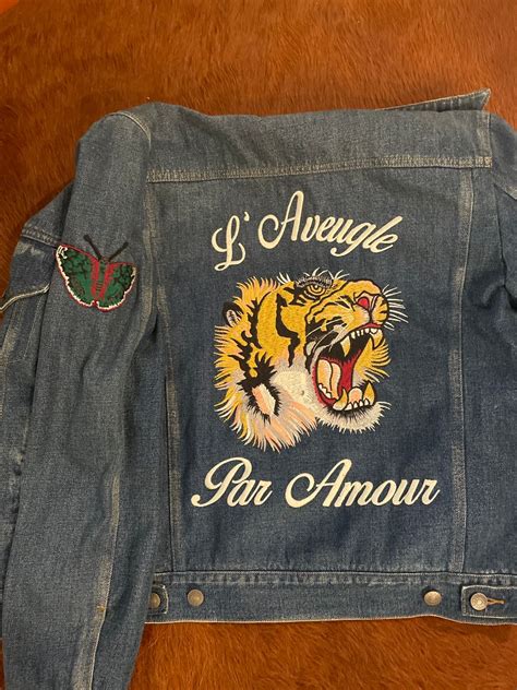 l aveugle par amour gucci jacket|Gucci Gucci Lined L'Aveugle Par Amour Denim Jacket .